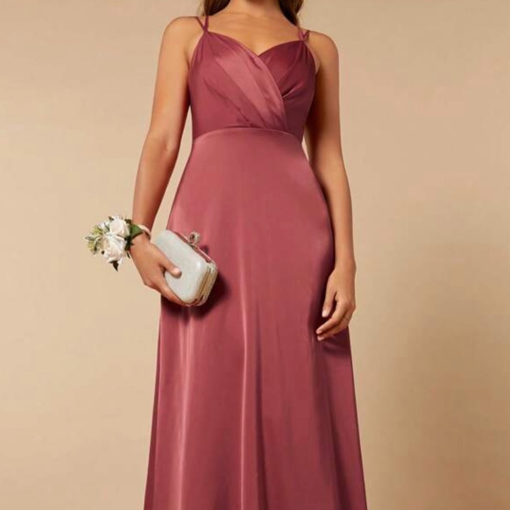 SHEIN Belle Solid Satin Cami Dress in Redwood